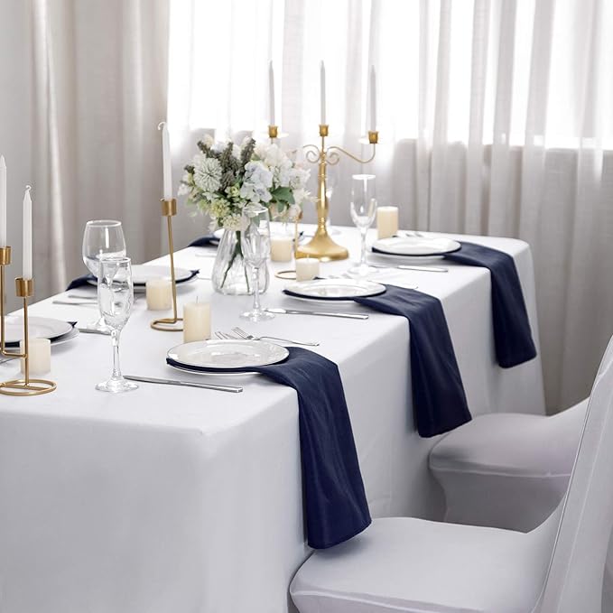 50pcs Polyester Cloth Napkins - 17 x 17 inch Navy Dinner Washable Napkins with Hemmed Edges for Restaurant/Wedding/Hotel(50,Navy)