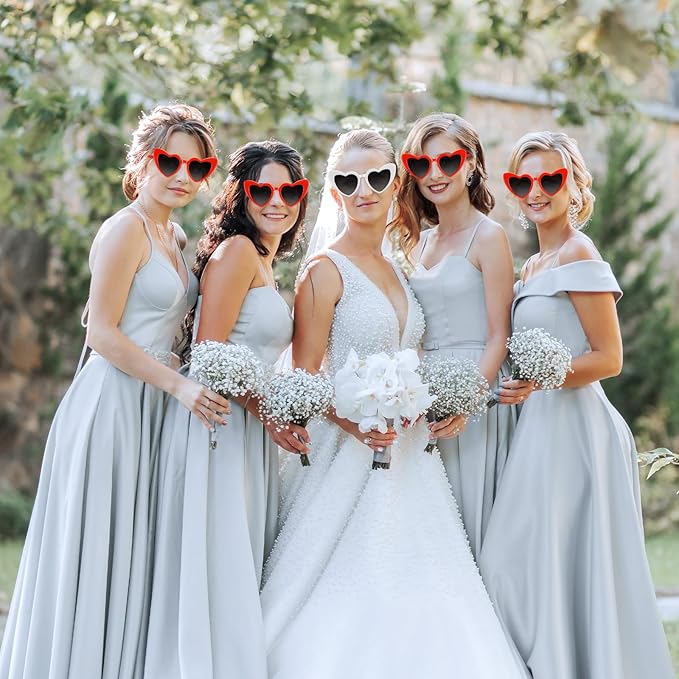 4/6/8/10/12 Pack Bachelorette Sunglasses Heart Sunglasses Vintage Heart Shaped Glasses for Women Bridal Party Wedding