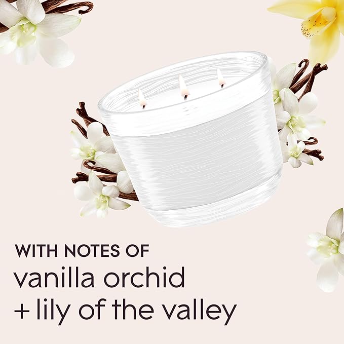 Glade Sheer Vanilla Embrace 3-Wick Fragrance Candle, Essential Oil Infused, Air Freshener, 6.8 Oz, 3 Count
