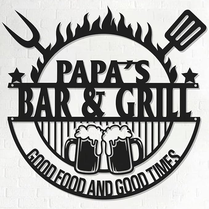 Custom Barbecue Metal Sign – Outdoor Grill Name Plaque, Backyard BBQ Wall Decor, Personalized Vintage Patio Hanging Decoration, Birthday Gift for Men, Dad’s Beer & Grilling Area
