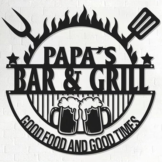Custom Barbecue Metal Sign – Outdoor Grill Name Plaque, Backyard BBQ Wall Decor, Personalized Vintage Patio Hanging Decoration, Birthday Gift for Men, Dad’s Beer & Grilling Area