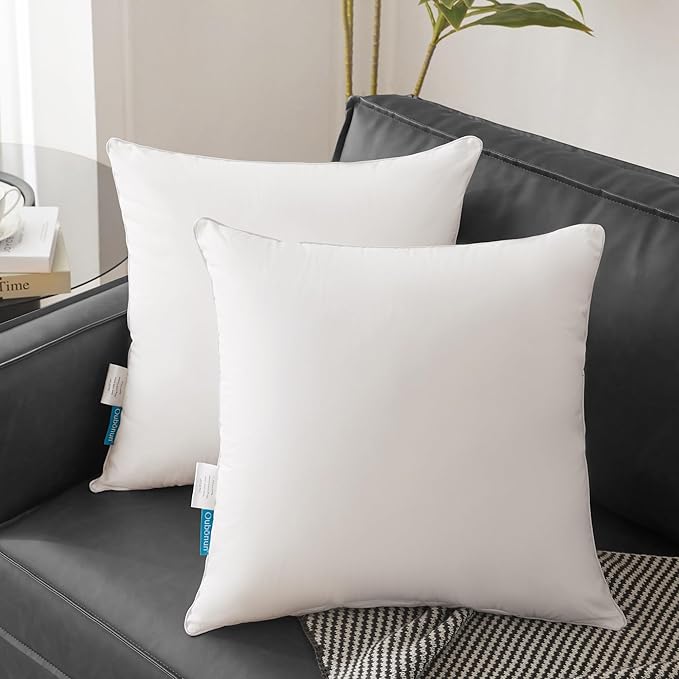 Oubonun 28 x 28 Pillow Inserts (Set of 2) - Euro Pillow Inserts with 100% Cotton Cover - 28 Inch Square Interior Sofa Pillow Inserts - Decorative Pillow Insert Pair - White Couch Pillow