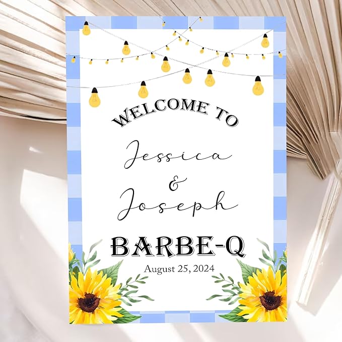 Personalized I Do BBQ Welcome Sign, I Do BBQ Welcome Sign, Bbq Engagement Sign, Blue Gingham Bbq Couples Shower, BBQ Engagement Party Sign, I Do BBQ Sign, I Do BBQ Decorations