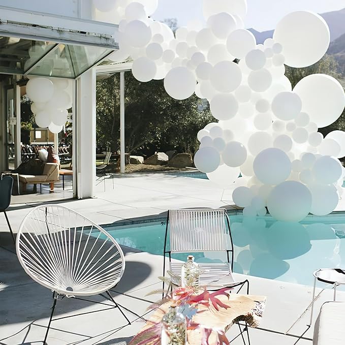 PartyWoo White Balloons 85 pcs Different Sizes Pack of 18 12 10 5 Inch Matte White Latex Balloon Arch Kit Garland for Wedding Bridal Graduation Baby Shower Birthday Party Decorations White-Y13