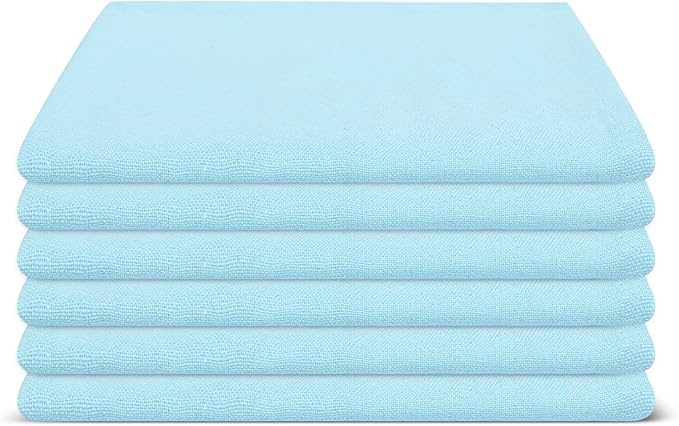 Dinner Cloth Napkins Set of 12, Premium Soft Cotton 18x18 Inches, Highly Absorbent, Hotel Quality Reusable & Washable Dinner Napkins with Mitered Corner Napkins for Home & Weddings - Aqua