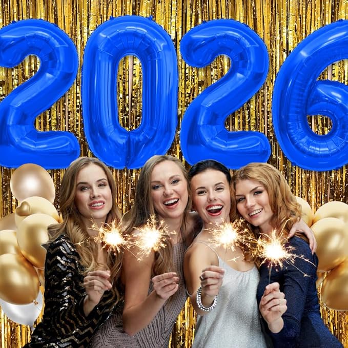 2026 Balloons 40 Inch Foil Number Balloons 2026 Number Balloon for New Year Eve Festival Christmas Birthday Wedding Anniversary Party Supplies, New Years Decorations Blue