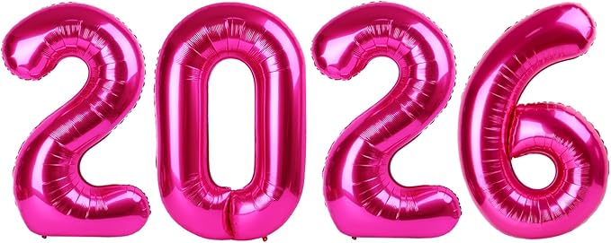 Hot Pink 2026 Number Balloon, Number Balloons 40 Inch, 2026 Balloon Number Birthday Decorations, Birthday Party Supplies