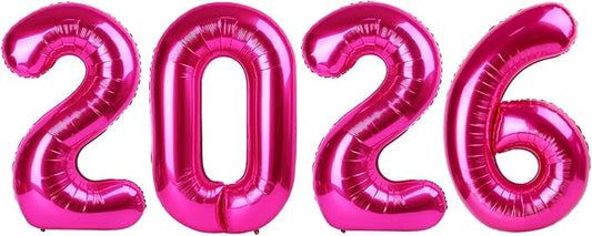 Hot Pink 2026 Number Balloon, Number Balloons 40 Inch, 2026 Balloon Number Birthday Decorations, Birthday Party Supplies