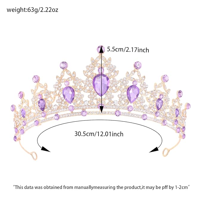 Princess Tiara and Crown for Women Wedding Tiaras for Bridal girls Tiaras and Crystal Crowns Rhinestone Headband Metal Hair Accessories for Costume Birthday Party Prom Gifts