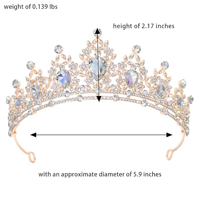 Princess Tiara and Crown for Women Wedding Tiaras for Bridal girls Tiaras and Crystal Crowns Rhinestone Headband Metal Hair Accessories for Costume Birthday Party Prom