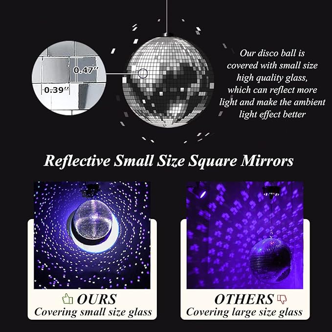 Disco Ball 12-Inch – Large Hanging Mirror Ball Disco Ball Decor for Disco Party Decorations, Weddings, Events, Disco Christmas Decor, and Home Celebrations