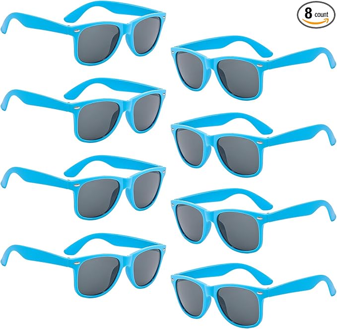 Pibupibu Kids Neon Colors Party Favor Supplies Unisex Sunglasses Pack of 8