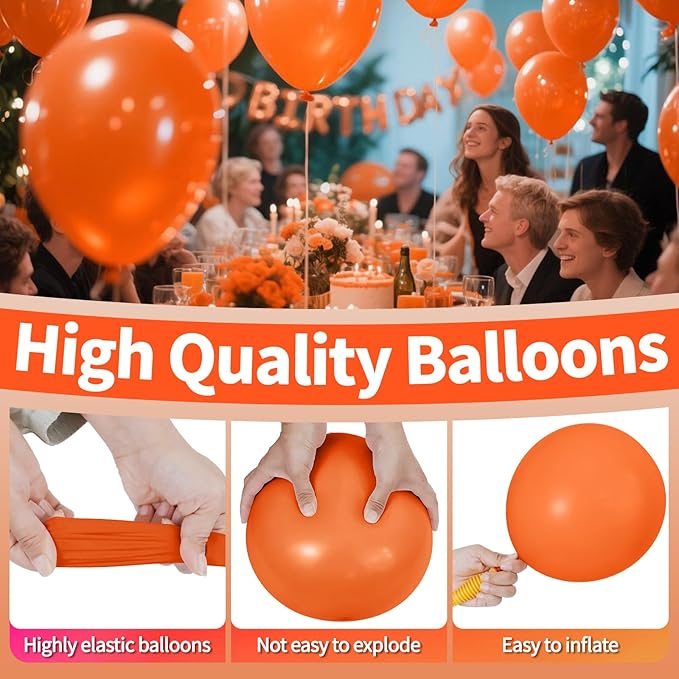 KAWKALSH Orange Balloon 110pcs, 12 Inch Thickened Latex Party Balloons Helium Bright Color for Birthday Baby Shower Wedding Party Supplies Arch Garland Decoration