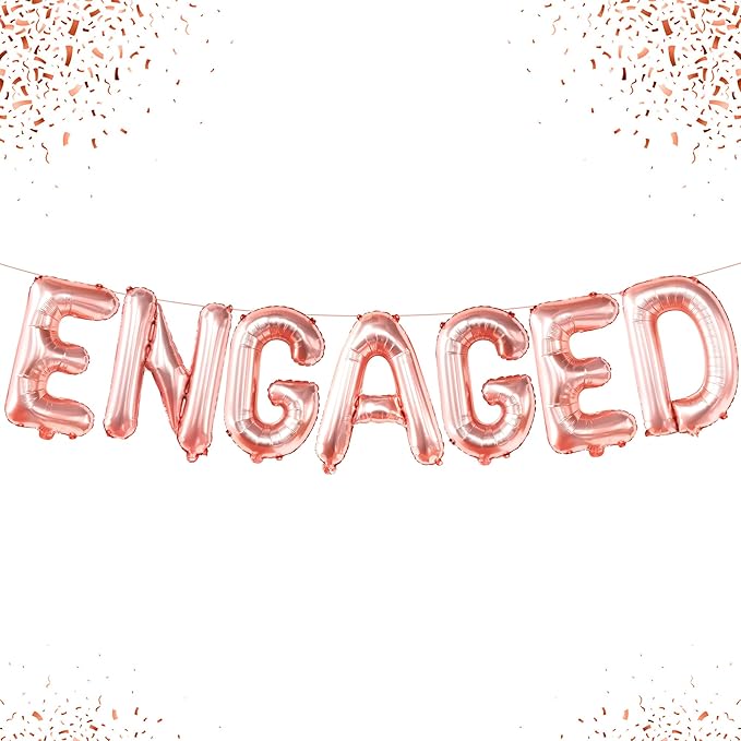 KatchOn, Rose Gold Foil Engaged Balloons Letter - 16 Inch | Engagement Balloons for Engagement Party Decorations | Bachelorette Party Decorations | Engagement Party Balloons for Engagement Decorations