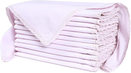 Ramanta Home Linen Flax Cloth Napkins Set of 12| 18x18 Inch | Premium Cotton Linen Flax Lace Soft & Durable | Washable Ideal for Everyday Use Parties Thanksgiving Christmas Halloween Lavender