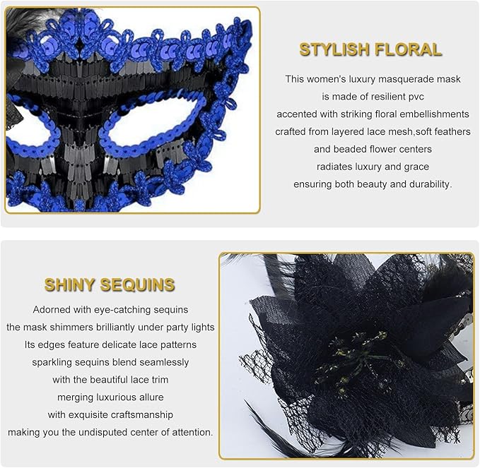 Couple Masquerade Masks for Women Men Venetian Masks for Halloween Carnival Costume Party Prom Ball