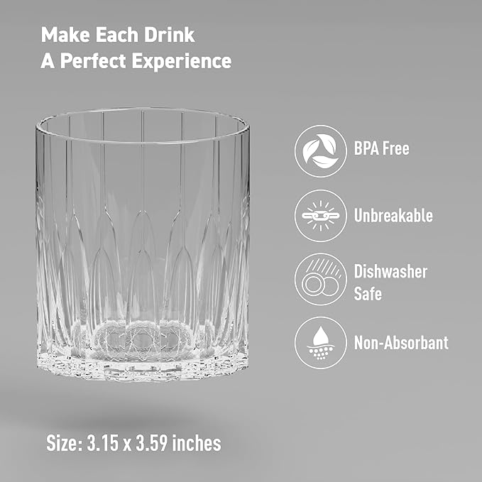 asobu Unbreakable Drinking Glass, Premium LSR Clear Whiskey Glass, Bourbon Rocks Glass, Whiskey Glass, Perfect Outdoor Drinkware, Ideal Gift Ideas for Men, Unique Patented Design