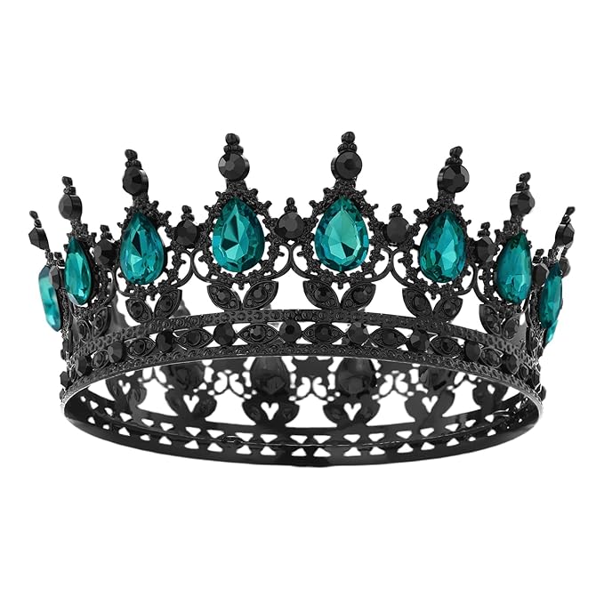 Black Crown for Women Crystal Tiara and Queen Crown for Girl Wedding Headband for Bride Hair Accessories for Costume Birthday Party Cake Decoration Prom