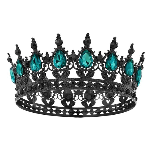 Black Crown for Women Crystal Tiara and Queen Crown for Girl Wedding Headband for Bride Hair Accessories for Costume Birthday Party Cake Decoration Prom