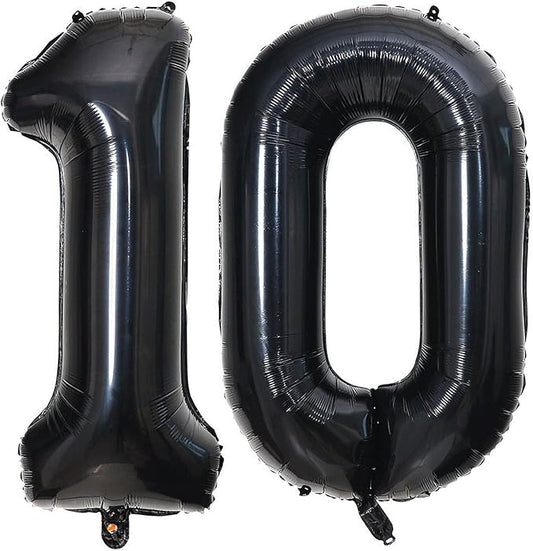 40 Inch Black 10 Number Balloons Giant 10 Balloons Black Birthday Balloons 10th Birthday Anniversary Events Party Decorations Supplies
