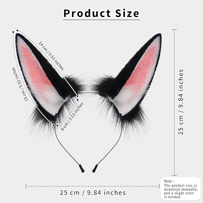 Faux Fur Plush Animal Cat Fox Ears Headband Furry Cute Headwear for Parties Cosplay Costumen Accessory