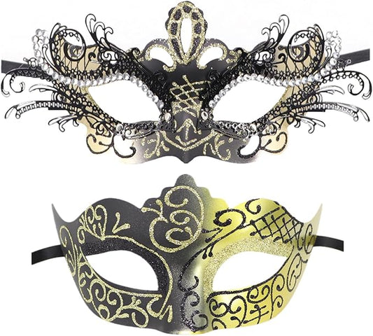 Coolwife Couples Masquerade Masks Metal Venetian Mardi Gras Party Evening Prom Costume Mask