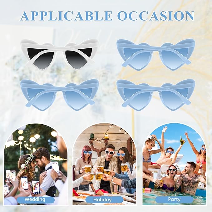 4/6/8/10/12 Pack Bachelorette Sunglasses Heart Sunglasses Vintage Heart Shaped Glasses for Women Bridal Party Wedding