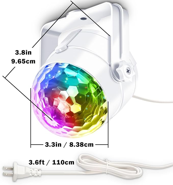 [2-Pack] Disco Ball Party Light Sound Activated with Remote, 12 Modes Stage Strobe DJ Light for Christmas Party Decorations Stocking Stuffers White Elephant Gifts White Birthday New Years Eve