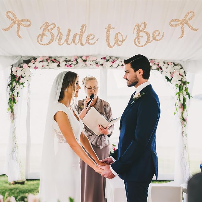 Bride to Be Banner, Champagne Gold Bride to Be with Bow Glitter Bachelorette Bridal Party Banner BRIDE TO BE Sign for Light Gold Bachelorette Bridal Shower Wedding Engagement Hen Party Decorations