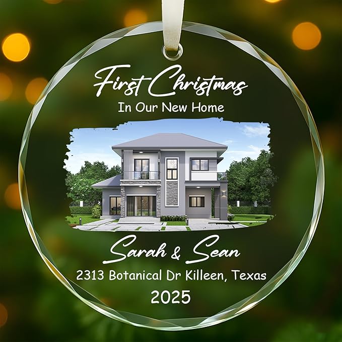 Personalized Crystal Christmas Ornaments with Photo, Custom Christmas Photo Tree Glass Ornaments, Elegant Crystal Keepsake for Family, Couples, Weddings & Christmas 2025 Gifts (#PGO03)