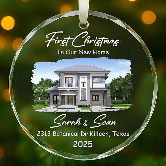 Personalized Crystal Christmas Ornaments with Photo, Custom Christmas Photo Tree Glass Ornaments, Elegant Crystal Keepsake for Family, Couples, Weddings & Christmas 2025 Gifts (#PGO03)