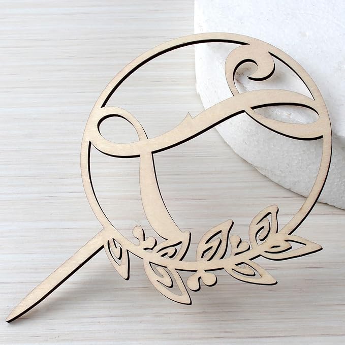 LINGTEER Personalized Inital Letter L Wooden Cake Topper Perfect for Birthday Rustic Wedding Anniversary Party Keepsake Decoration