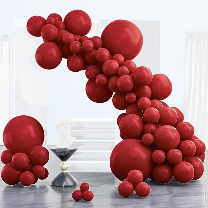 PartyWoo Burgundy Balloons, 85 pcs Wine Red Balloons Different Sizes Pack of 18 Inch 12 Inch 10 Inch 5 Inch Maroon Balloons for Balloon Garland or Balloon Arch as Birthday Party Decorations, Red-Y62