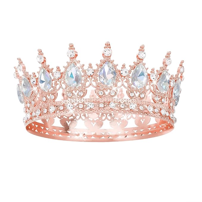 Gold Crown for Women Crystal Tiara and Queen Crown for Girl Wedding Headband for Bride Hair Accessories for Costume Birthday Party Cake Decoration Prom