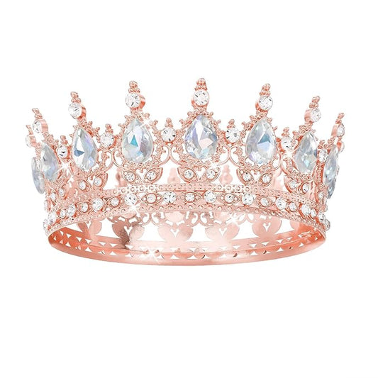 Gold Crown for Women Crystal Tiara and Queen Crown for Girl Wedding Headband for Bride Hair Accessories for Costume Birthday Party Cake Decoration Prom