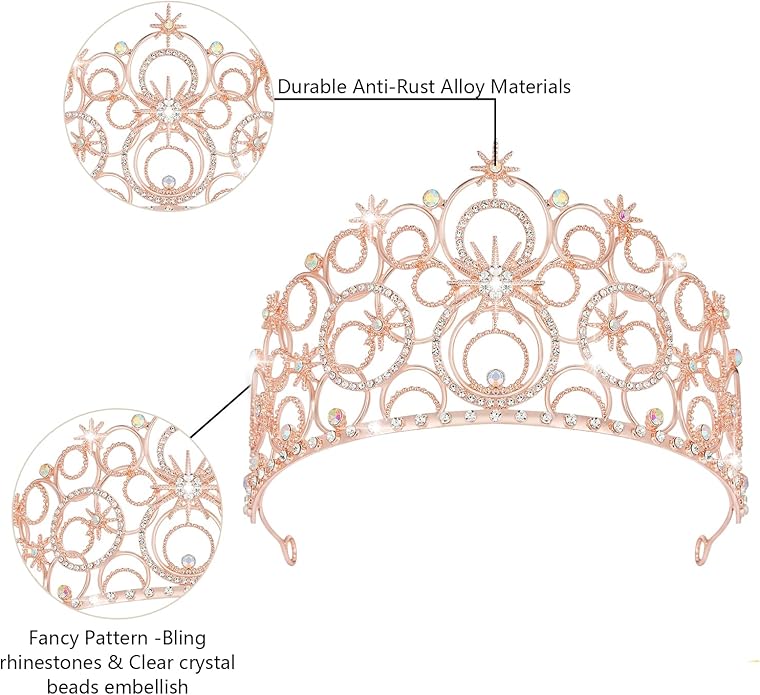 Crystal Crowns for Women, Crystal Bubble TiaraBride Royal Queen Headband Princess Headpieces for Women Bridal Wedding Prom Birthday Party Crowns