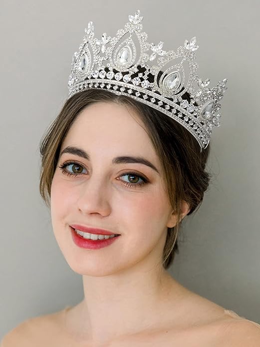 SWEETV Queen Crown for Women,Wedding Tiara for Bride,Princess Tiara,Quinceanera Pageant Crown Diadem