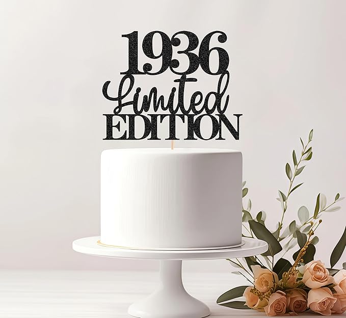 Limited EDITION 1936 Cake Topper - Black Glitter Happy 89th Birthday Party Cake Decoration Supplies, Cheer to 89 Years Cake Bunting Decor for 89th Birthday Party Photo Booth Props