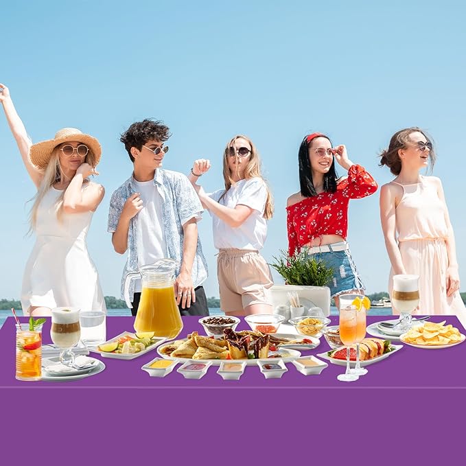 WNINK 4 Pack Purple Tablecloths Disposable Table Covers 54" x 108" Table Cloths for BBQ Birthday Picnic Bridal Shower Engagement Wedding Plastic Table Cloths for Parties
