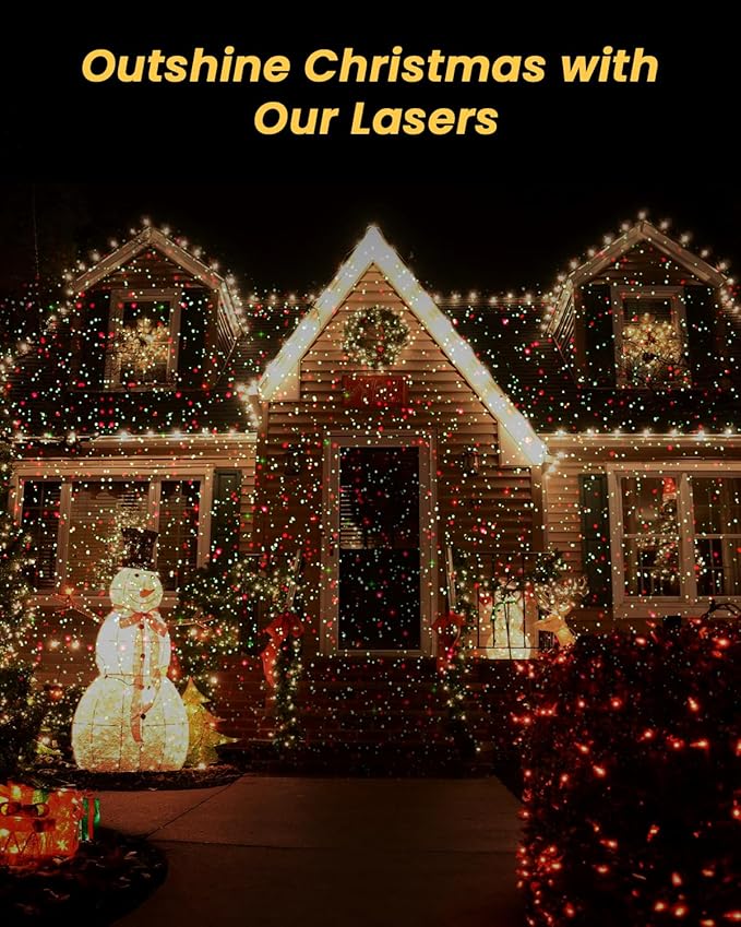 Christmas Projector Lights Outdoor with Remote Control, Red and Green Galaxy Laser Light with IP65 Waterproof, Home Decor for Wedding Garden Yard Holiday Party