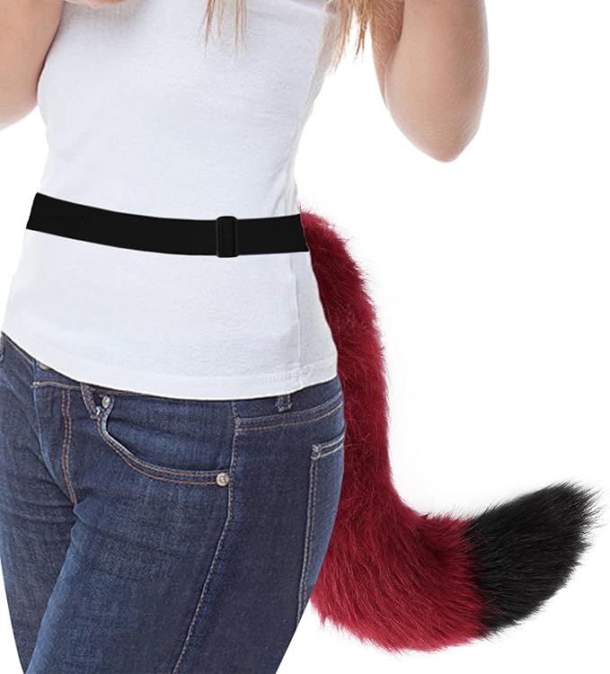 Faux Fur Fox Wolf Tail Animal Dog Furry Tails for Halloween Party Cosplay Accessory