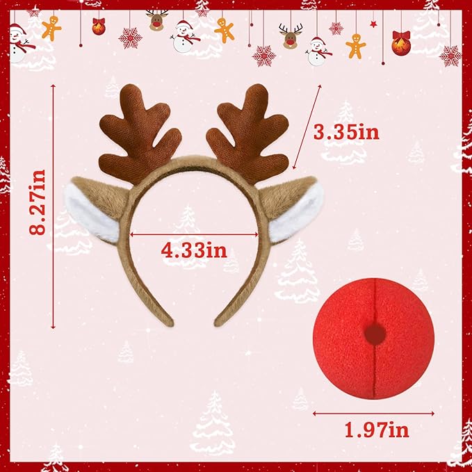 Reindeer Antlers Headband - Cute Deer Antlers for Xmas Party Favors