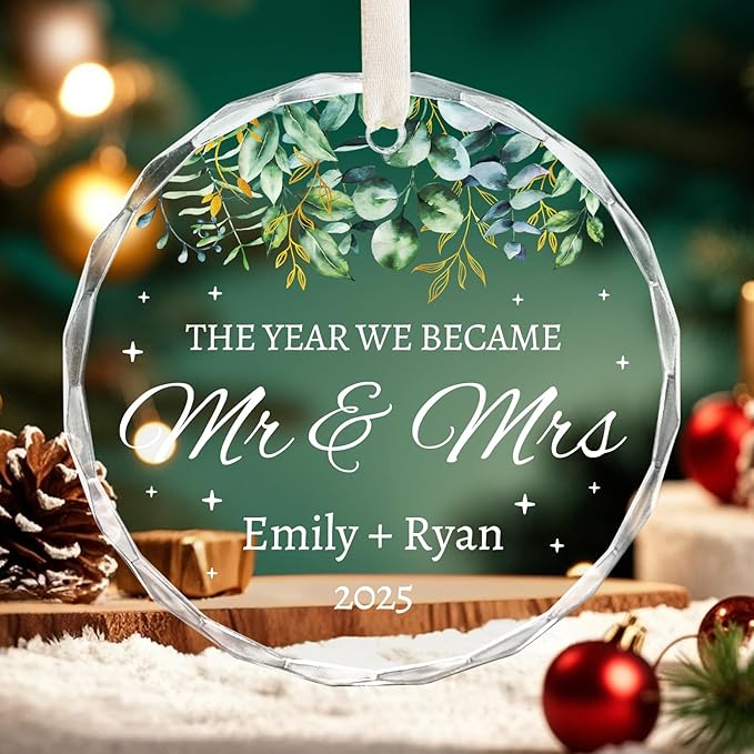 Personalized Wedding Gifts for Couples 2025 - Mr and Mrs Ornament - Bridal Shower Gifts, Wedding Gift for Bride, Newly Wed, Future Mr Mrs - Just Married Decorations Acrylic Ornaments