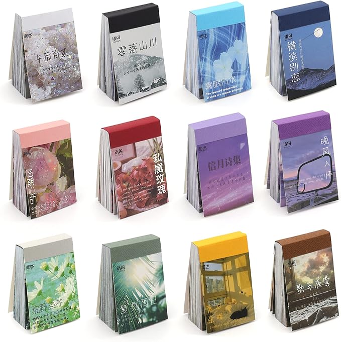600 Pieces Washi Sticker Set, 12 Set Scrapbooking Diary Planner Album Diary Notebook, Scrapbooking Sticker Journaling Supplies for DIY Arts and Crafts Card Making Laptop Decoration
