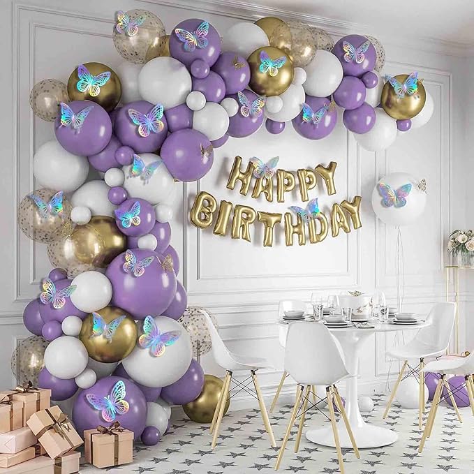 Laser Butterfly Wall Decor, 48Pcs 2 Styles 3 Sizes Butterflies for Birthday Cake Cupcake Toppers, 3D Paper Iridescent Sticker Graduation Grad Cap Decorations Baby Shower Girl Room Nursery Decals