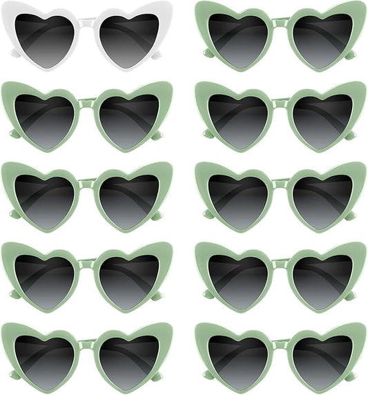 4/6/8/10/12 Pack Bachelorette Sunglasses Heart Sunglasses Vintage Heart Shaped Glasses for Women Bridal Party Wedding