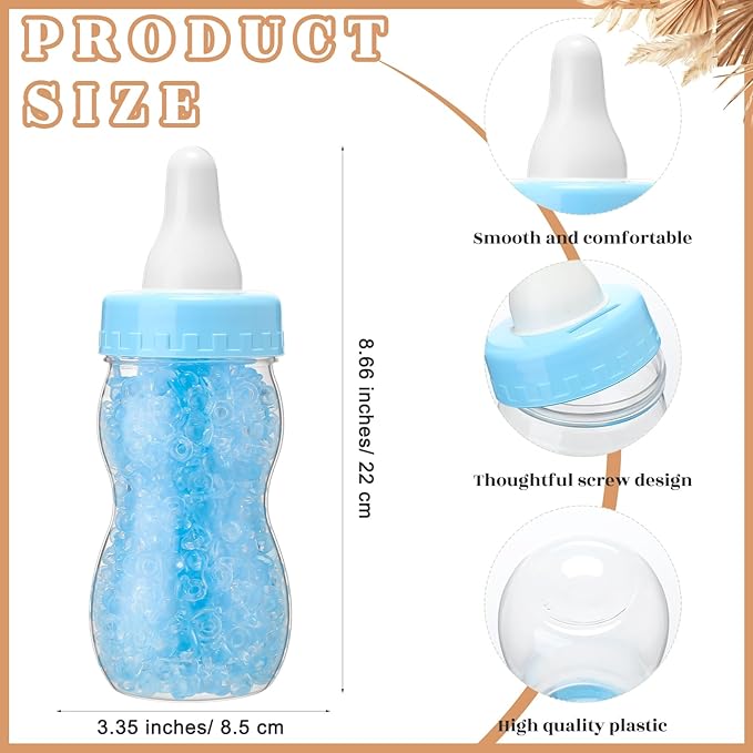 Roowest 512 Pcs Baby Shower Games Guess How Many Pacifiers Sign 100 Small Guessing Games 10 HB Pencils 750ml Milk Bottle 400 Acrylic Pacifiers Decoration for Guest Gender Reveal(Blue,Boho)