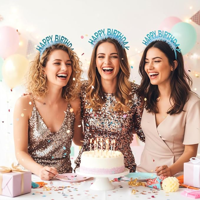 Birthday Headband Tiara, Happy Birthday Headband Tiara Accessories for Women, Blue Tiaras Crown Accessories Decorations Party Favors for Girl Princess