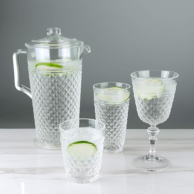 PG Plastic Drinking Glasses 20oz - Set of 4 Clear Acrylic Water Glasses - Plastic Tumblers, Safe & Reusable, Drinkware for Indoor & Outdoor Glassware