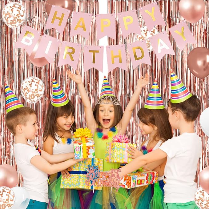 13th Birthday Decorations for Girls, Rose Gold 13th Birthday Banner, Balloon, Cake Topper, Sash and Crown, Happy 13th Birthday Party Decorations for Girls